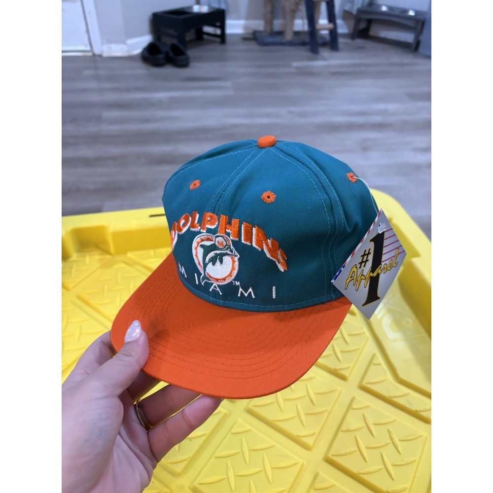 NOS Vintage‎ 90s NFL Miami Dolphins #1 Apparel Football  Snapback Hat Cap